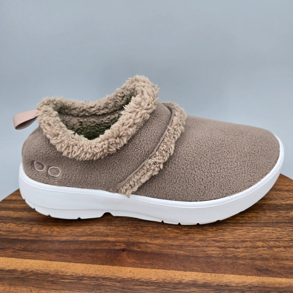 Oofos Oocoozie Shoes Womens 9.5 Taupe Brown Lined Walking Recovery Sneakers